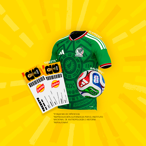 Logo Participa por boletos y otros premios con tus tiras de producto Sabritas® y Gamesa®